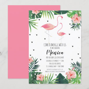 Convites Flamingo Themed Chá de fraldas