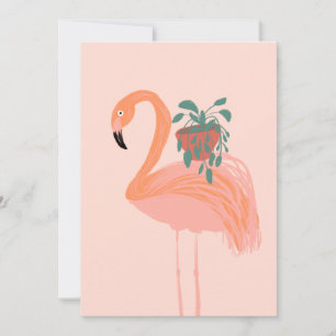 Convites Flamingo Tropical com a mão de plantas plantadas