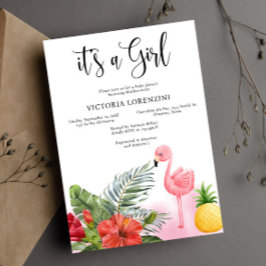 Convites Flamingo Tropical É um Chá de fraldas de Garota