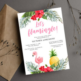 Convites Flamingo Tropical É um Chá de fraldas de Garota