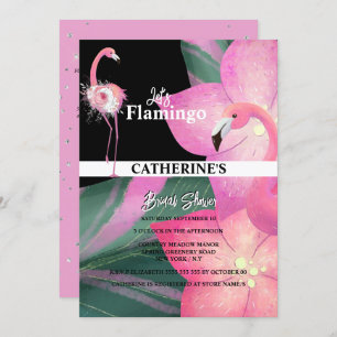Convites Flamingo tropical glam chá de panela floral
