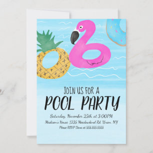Convites Flamingo Tropical Inflável Anel Festa Aniversário 