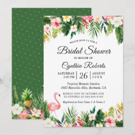 Convites Flamingo Tropical Palm Deixa Chá de panela Floral