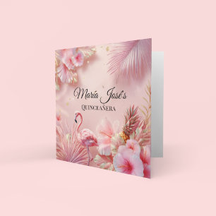 Convites Flamingo Tropical Quinceañera, personalizado