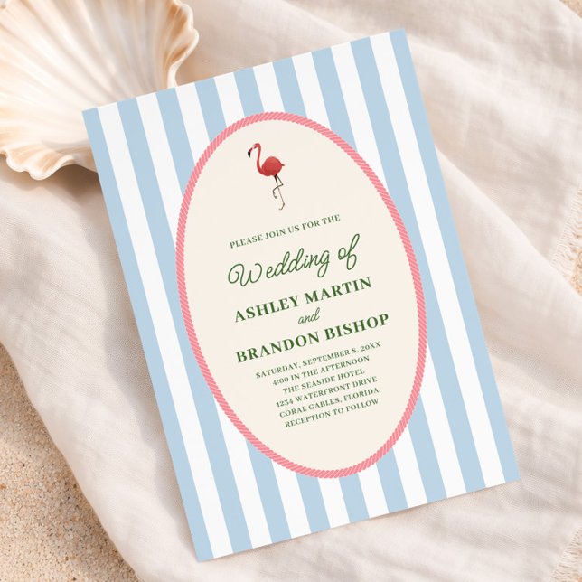 Convites Flamingo Tropics Modern Coastal Island Wedding  (Criador carregado)