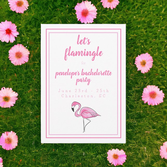 Convites Flamingo Vamos Flamingle Bachelorette Itinerário (Criador carregado)