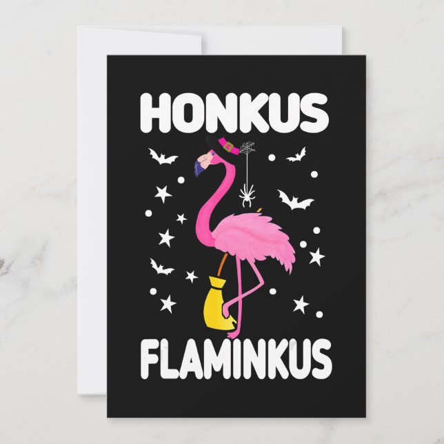 Convites Flamingoo| Honkus Flaminkus Halloween Flamingoo (Frente)