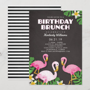 Convites Flamingos cor-de-rosa, Brunthday