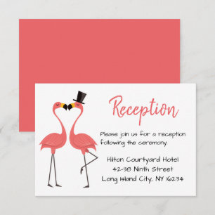 Convites Flamingos de Recepção de Casamento Rosa - Verão Tr