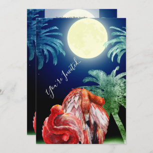 Convites Flamingos e Casamento Tropical de Praia da Lua