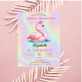 Convites Flamingos Rosa Adoráveis Legais Holográficos