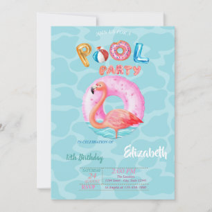 Convites Flamingos Rosa Caprichosos Boia de Piscina Verão