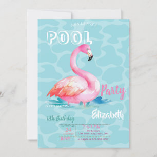 Convites Flamingos Rosa Cool Piscina Verão Aniversário