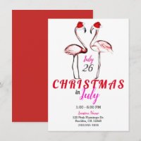Flamingos Rosa em Chapéus de Papai Noel Natal em J