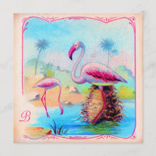 Convites Flamingos vibrantes do vintage do GC
