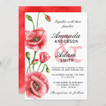 Flanders Poppy Watercolor Typografia Casamento