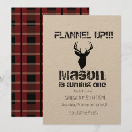 Convites Flanel para cima Xadrez Festa de aniversário de in