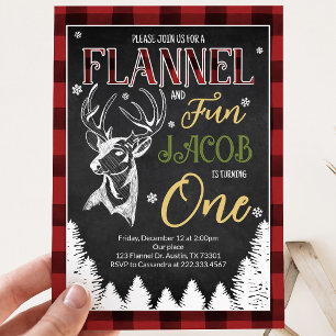 Convites Flannel e Divertido Primeiro Aniversário