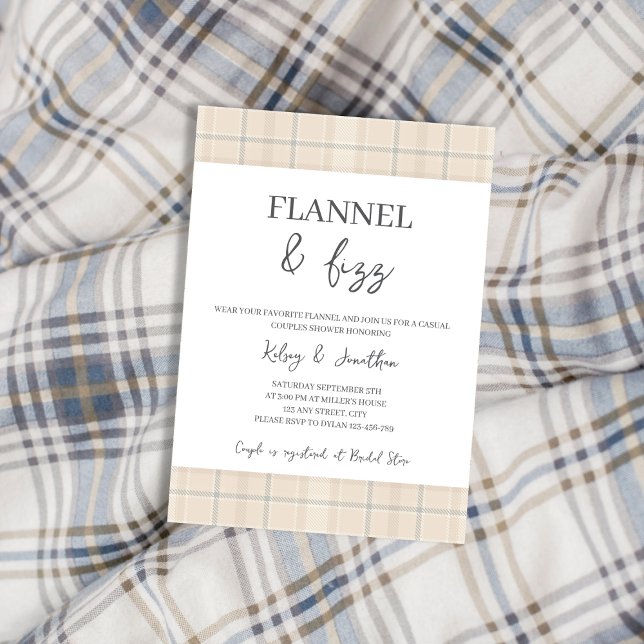 Convites Flannel e Fizz caem Casais casuais russos Chá (Flannel & Fizz Fall Rustic Casual Couples Shower Invitation)