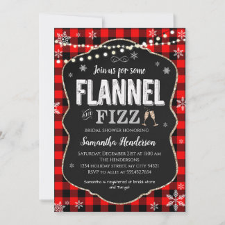 Convites Flannel e Fizz Chá de panela Buffalo xadrez