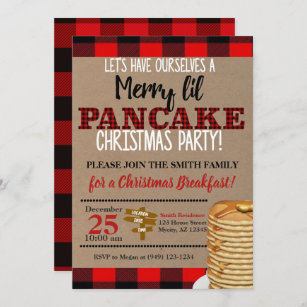 Convites Flannel Feliz Lil Pancake Café da Manhã de Natal