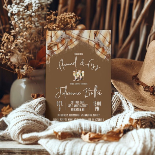 Convites Flannel & Fizz, Xadrez, Chá de panela de Champanhe (Criador carregado)