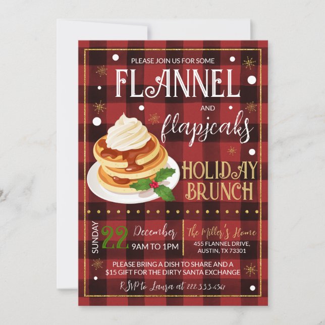 Convites Flannels Flapjacks Festa de Natal (Frente)