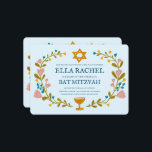 Convites Flaoral Wreath Bat Mitzvah Personalizado desenhado<br><div class="desc">Cartão perfeito para anunciar um bar mitzvah, bat mitzvah ou outra celebração judaica! Mão fez arte para você! TOTALMENTE PERSONALIZÁVEL! Clique em "Personalizar" acima para editar o texto. Clique em "editar usando a ferramenta design" para ajustar as fontes, cores e posicionamentos. Você também pode mudar facilmente o estilo da placa...</div>