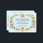 Convites Flaoral Wreath Bat Mitzvah Personalizado desenhado<br><div class="desc">Cartão perfeito para anunciar um bar mitzvah, bat mitzvah ou outra celebração judaica! Mão fez arte para você! TOTALMENTE PERSONALIZÁVEL! Clique em "Personalizar" acima para editar o texto. Clique em "editar usando a ferramenta design" para ajustar as fontes, cores e posicionamentos. Você também pode mudar facilmente o estilo da placa...</div>