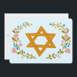 Convites Flaoral Wreath Bat Mitzvah Personalizado desenhado<br><div class="desc">Cartão perfeito para anunciar um bar mitzvah, bat mitzvah ou outra celebração judaica! Mão fez arte para você! TOTALMENTE PERSONALIZÁVEL! Clique em "Personalizar" acima para editar o texto. Clique em "editar usando a ferramenta design" para ajustar as fontes, cores e posicionamentos. Você também pode mudar facilmente o estilo da placa...</div>