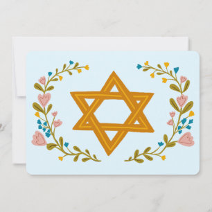Convites Flaoral Wreath Bat Mitzvah Personalizado desenhado