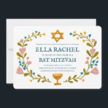 Convites Flaoral Wreath Bat Mitzvah Personalizado desenhado<br><div class="desc">Cartão perfeito para anunciar um bar mitzvah, bat mitzvah ou outra celebração judaica! Mão fez arte para você! TOTALMENTE PERSONALIZÁVEL! Clique em "Personalizar" acima para editar o texto. Clique em "editar usando a ferramenta design" para ajustar as fontes, cores e posicionamentos. Você também pode mudar facilmente o estilo da placa...</div>