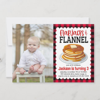 Convites Flapjacks e Flannel Pancake Foto Aniversário