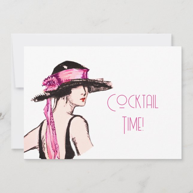 Convites Flapper Girl Cocktail Party (Frente)