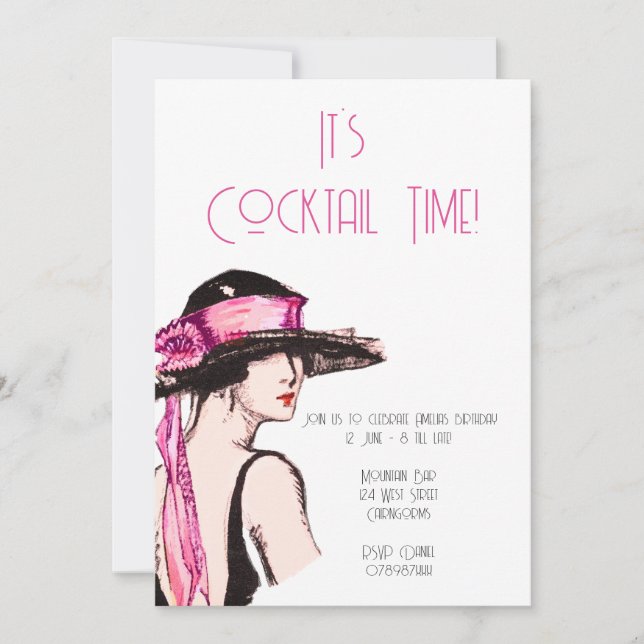 Convites Flapper Girl Cocktail Party (Frente)