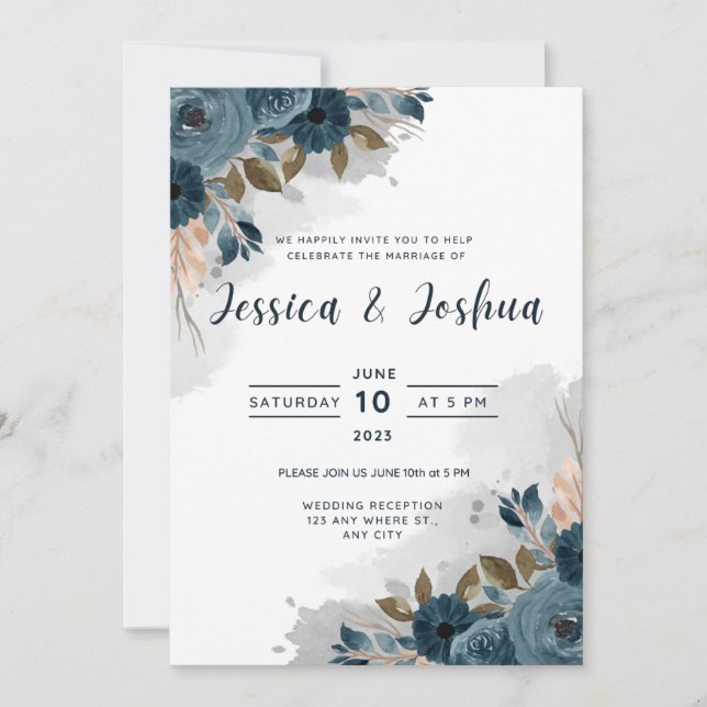 Convites Flat Invitation, Size: 5" x 7", Paper: Matte, Enve (Frente)