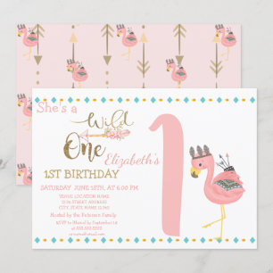 Convites Flechas do Selvagem,Flamingo Rosa Primeiro Anivers