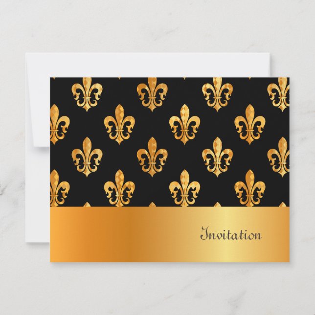 Convites Fleur de Lis/Black + gold (Frente)