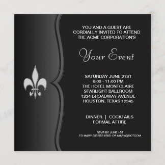 Convites Fleur De Lis Black Tie Corporate Party