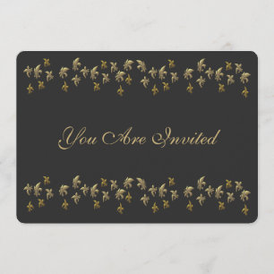 Convites Fleur de Lis Confetti, preto e Dourado