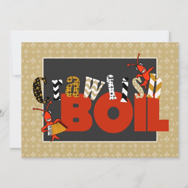 Convites Fleur de Lis Crawfish Fleur de Lis (Frente)