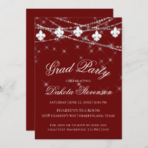 Convites Fleur de Lis   Festa de formatura Tema Vermelho