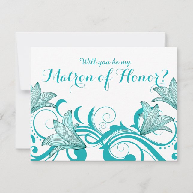 Convites Fleur de Lyrica Matron of Honor Request | chalé (Frente)