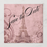Fleur de Paris Torre Eiffel Save the Date | rosa