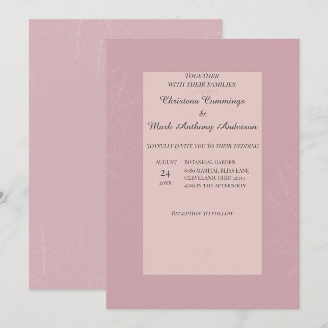 Convites Fleur de Satin Wedding (Frente/Verso)