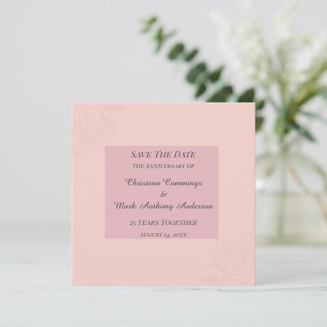 Convites Fleur de Satin Wedding Anniversary Save The Date (Em pé/Frente)