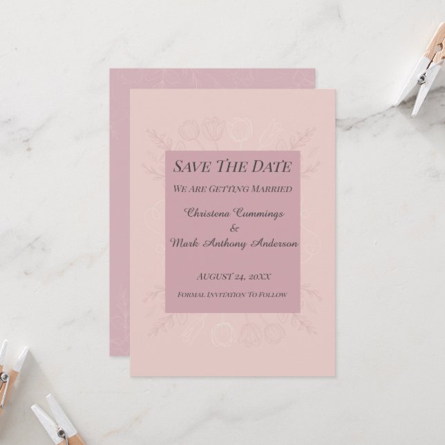 Convites Fleur de Satin Wedding Save The Date Announcement (Frente/Verso In Situ)