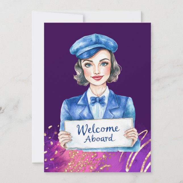 Convites Flight attendant Birthday Party  (Frente)