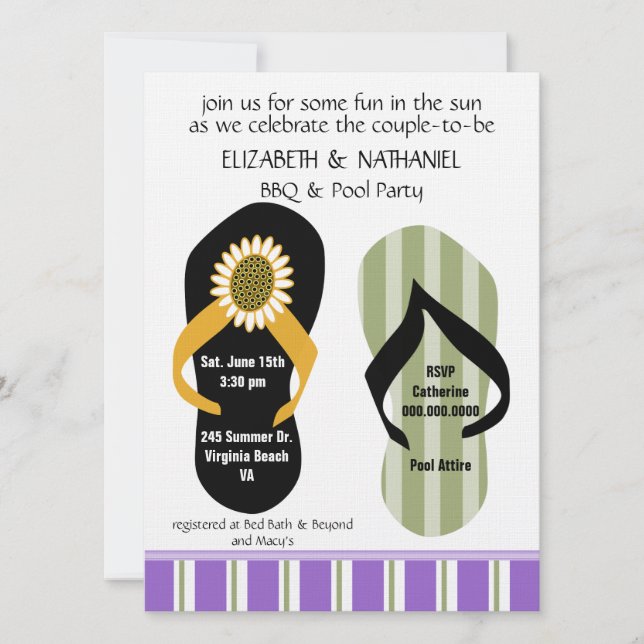 Convites Flippin Out Casais Chá de casamento Piscina Party (Frente)