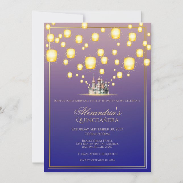 Convites Floating Lantern Birthday Invitation (Frente)